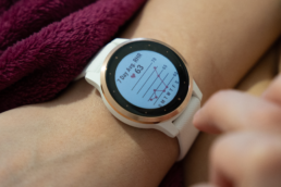 A Garmin watch shows how it uses heart rate technology to measure stress.